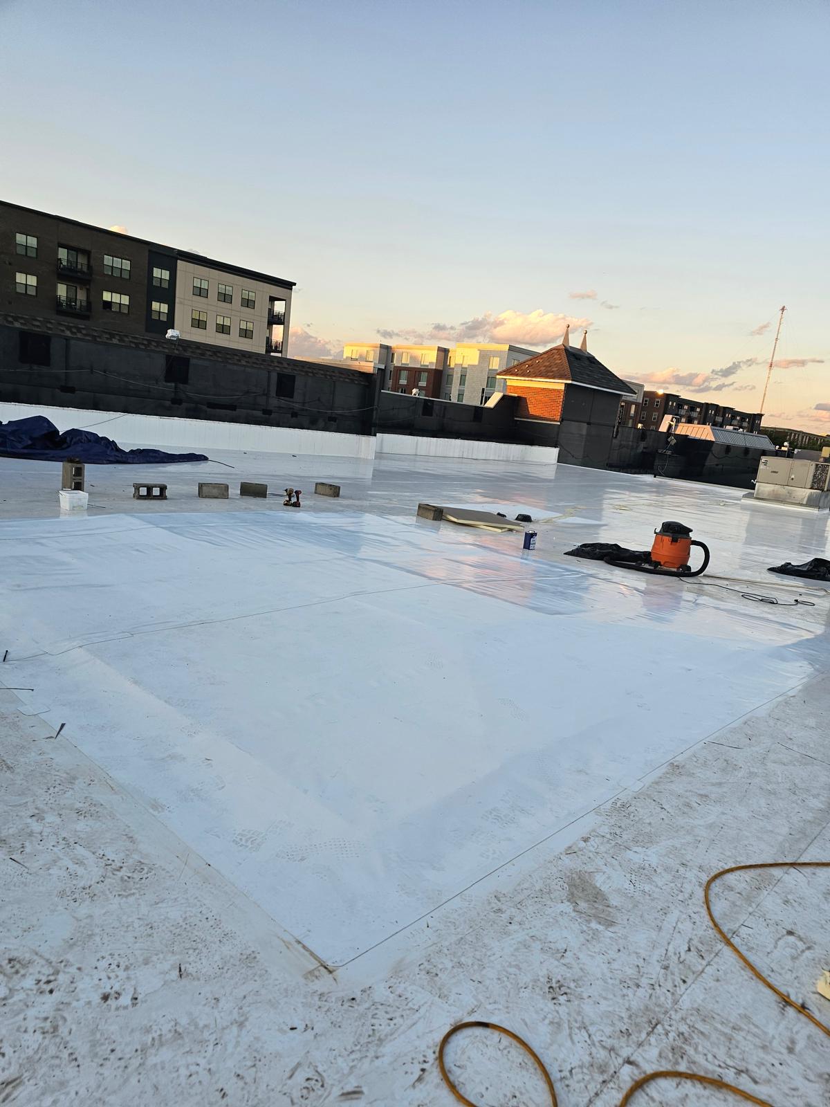 Roofing crew at work